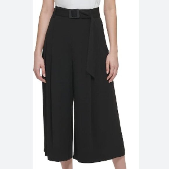 Calvin Klein Women's Wide Leg Tie Waist Cropped Pants - Black - size 1X - Picture 10 of 10
